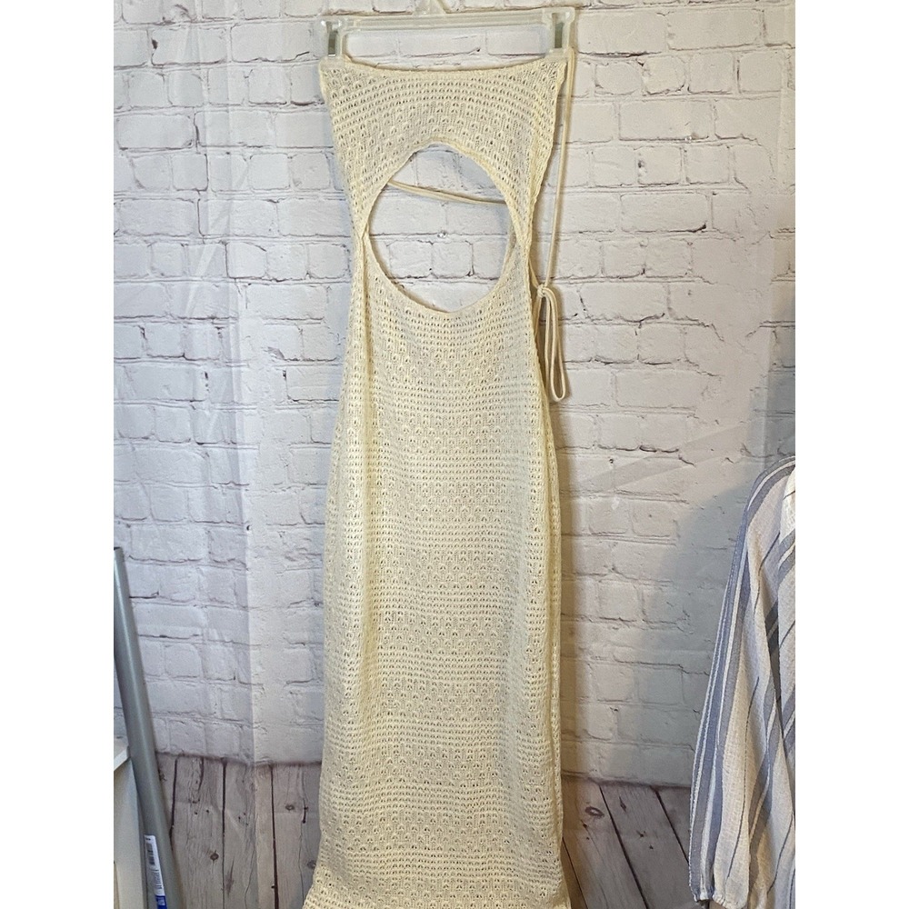 Shein Beige Crochet Knit Sleeveless Tank Dress Womens XS